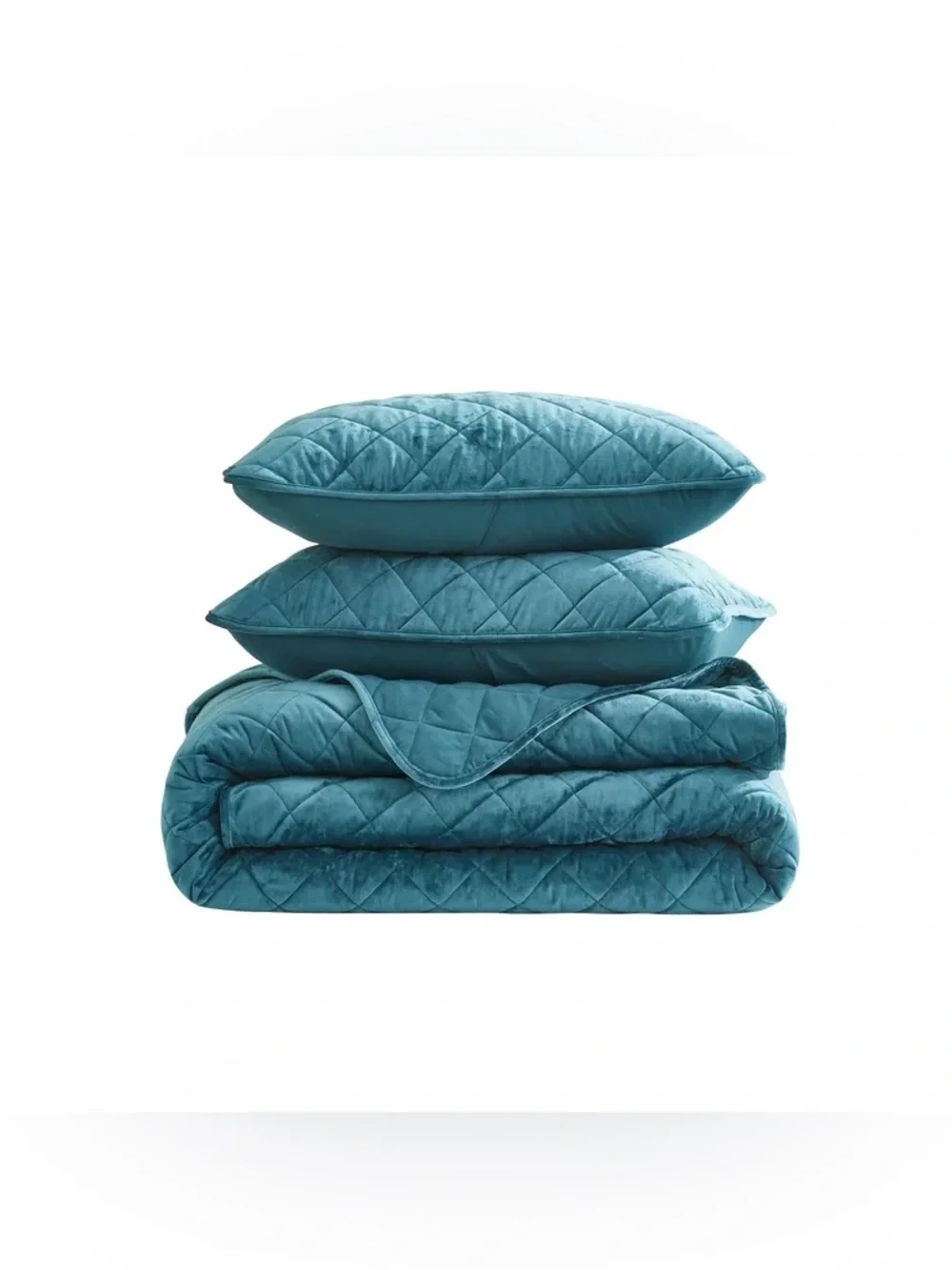 Plush Quilted oversized king Teal quilt Set